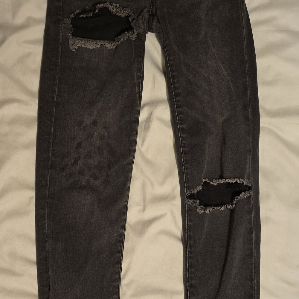 American Eagle Outfitters Charcoal Distressed Skinny Jeans